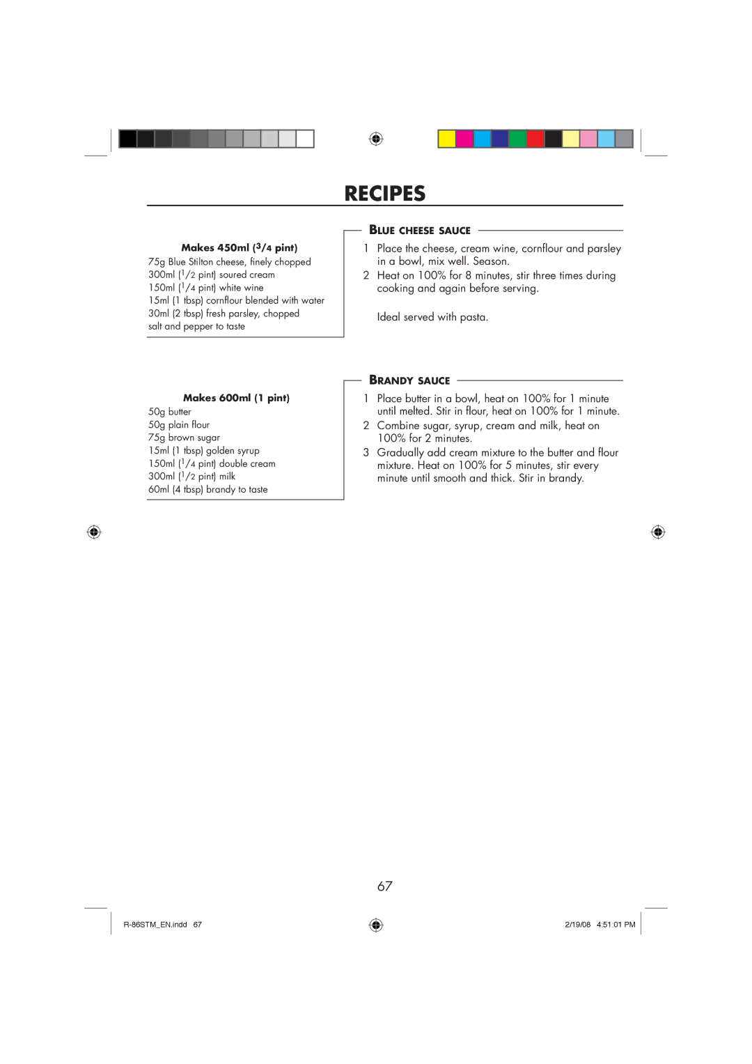 Sharp R-86STM manual Makes 450ml 3/4 pint 