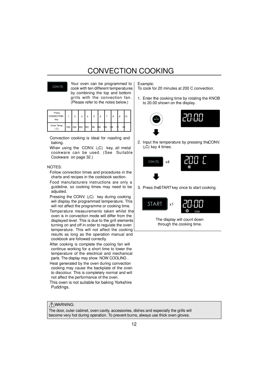 Sharp R-890SLM operation manual Convection Cooking, This oven is not suitable for baking Yorkshire Puddings 