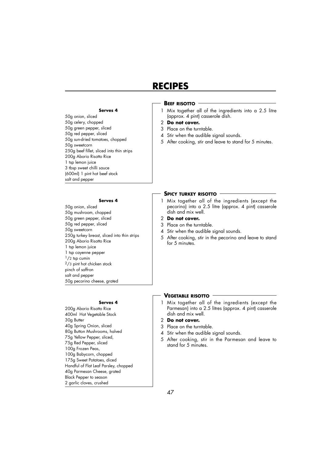 Sharp R-890SLM operation manual Recipes, Serves 