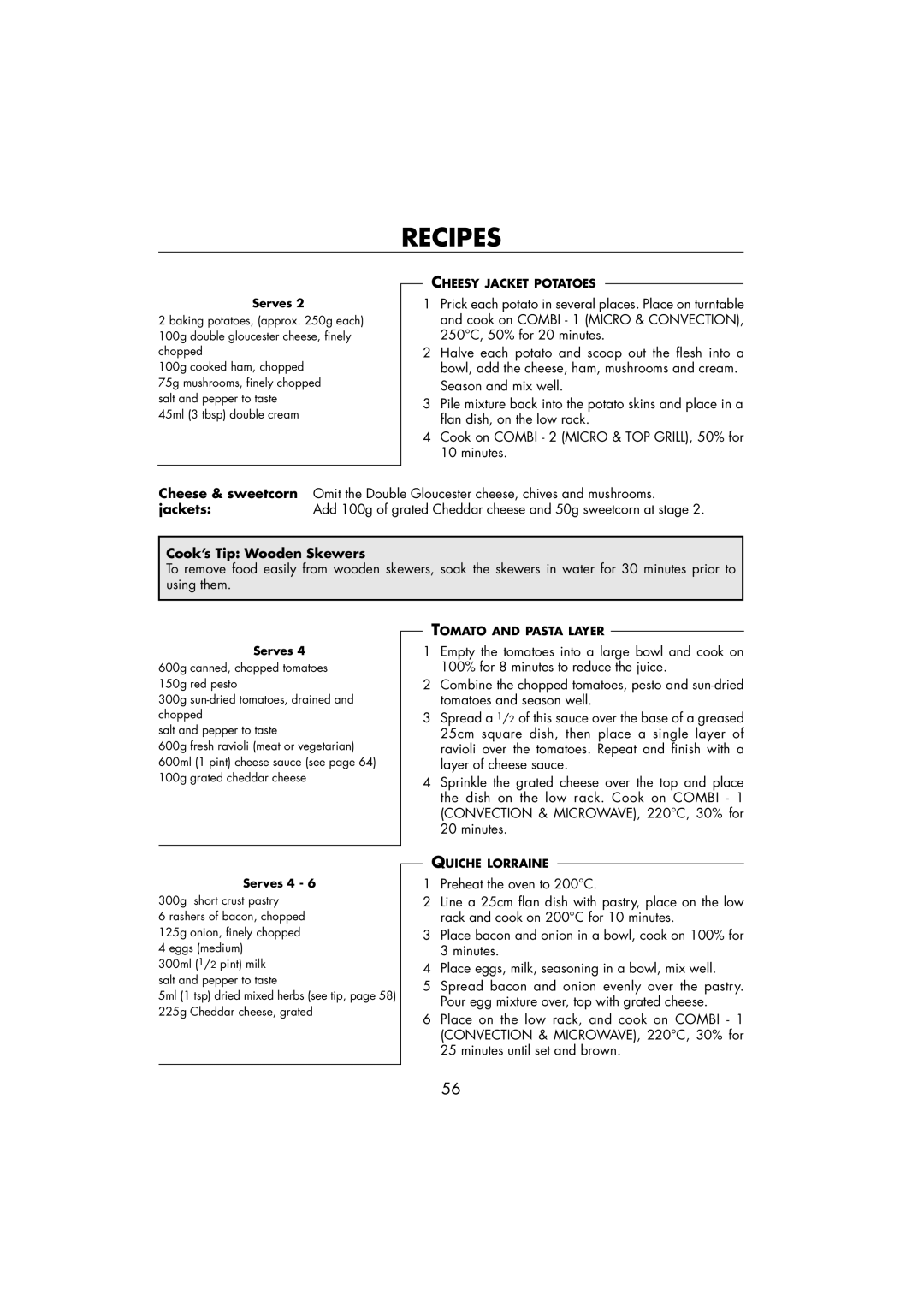 Sharp R-890SLM operation manual Cook’s Tip Wooden Skewers 