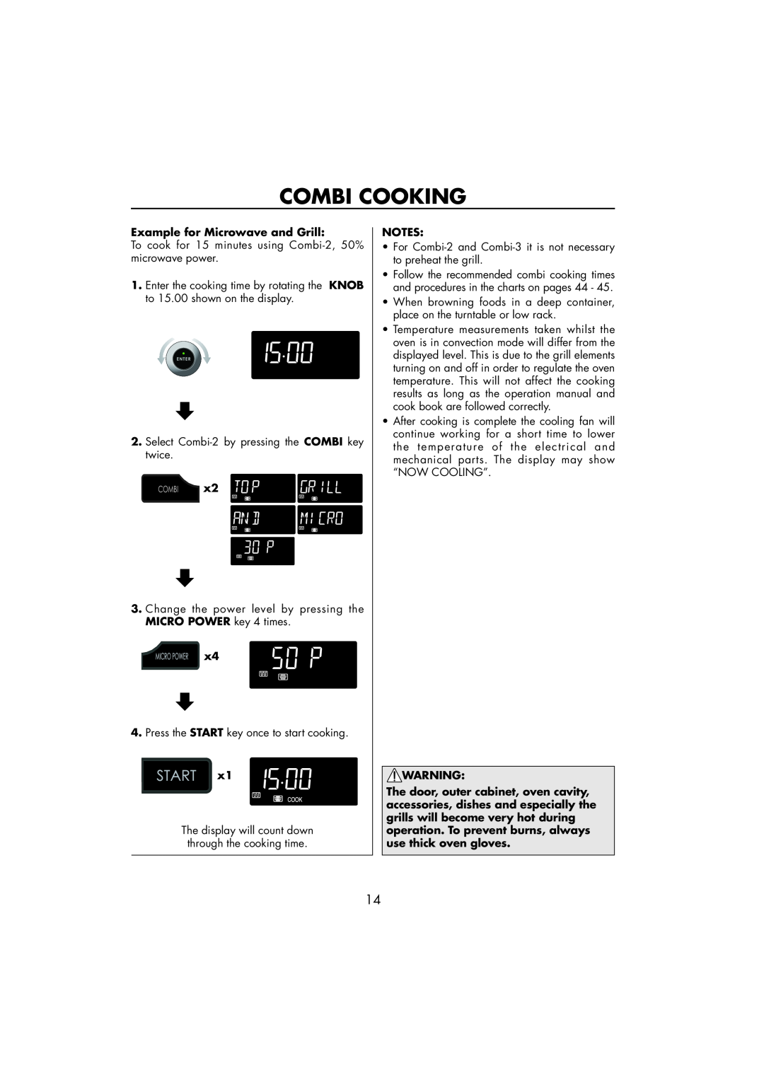 Sharp R-890SLM operation manual Combi Cooking, Example for Microwave and Grill 