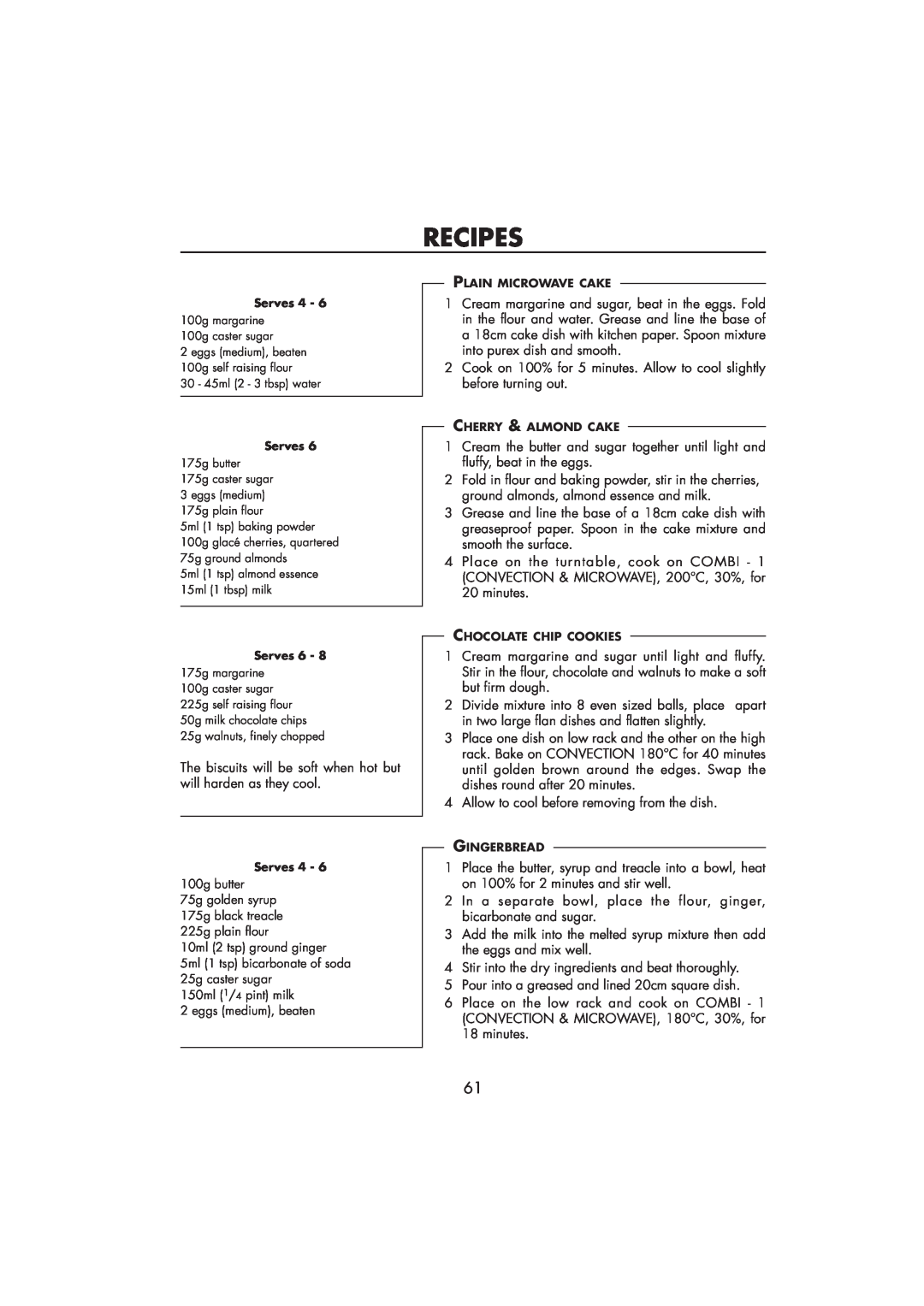 Sharp R-890SLM operation manual Recipes, The biscuits will be soft when hot but will harden as they cool 
