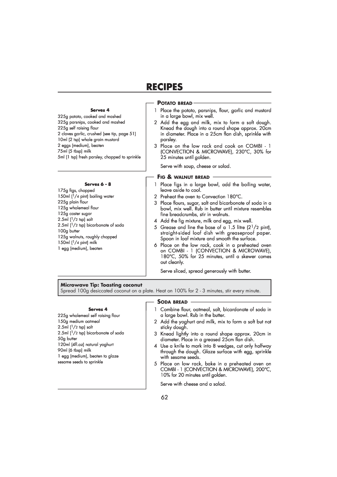 Sharp R-890SLM operation manual Recipes, Microwave Tip Toasting coconut 
