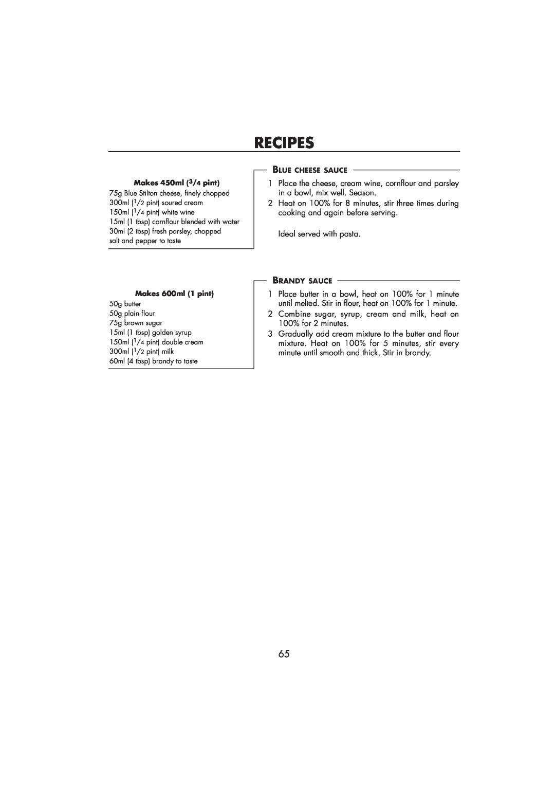 Sharp R-890SLM operation manual Recipes, Ideal served with pasta 