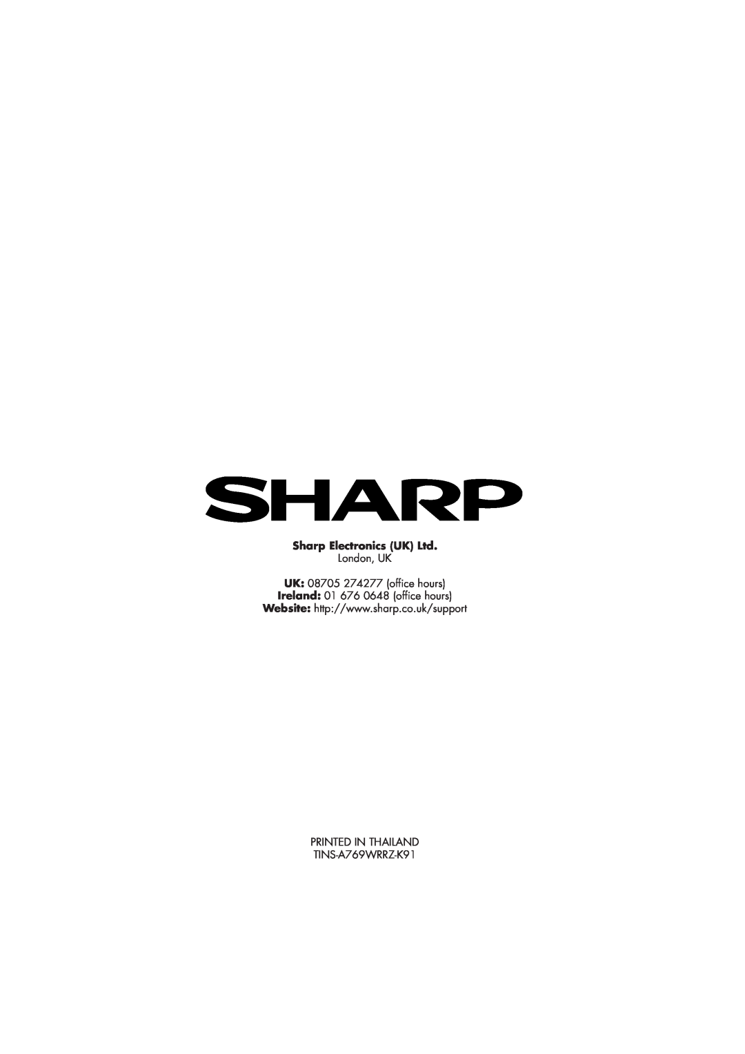 Sharp R-890SLM operation manual London, UK 