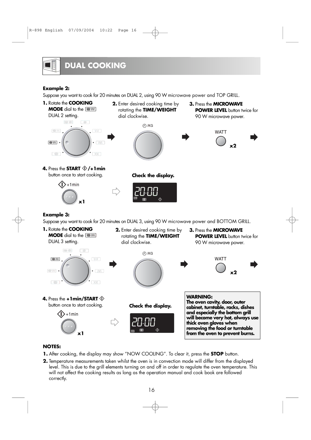 Sharp R-898 operation manual Example Check the display 