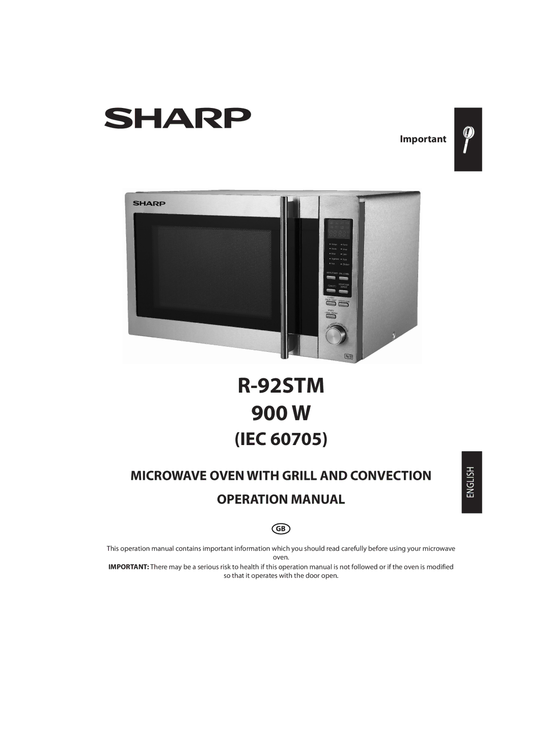 Sharp R-92STM operation manual Oven So that it operates with the door open 