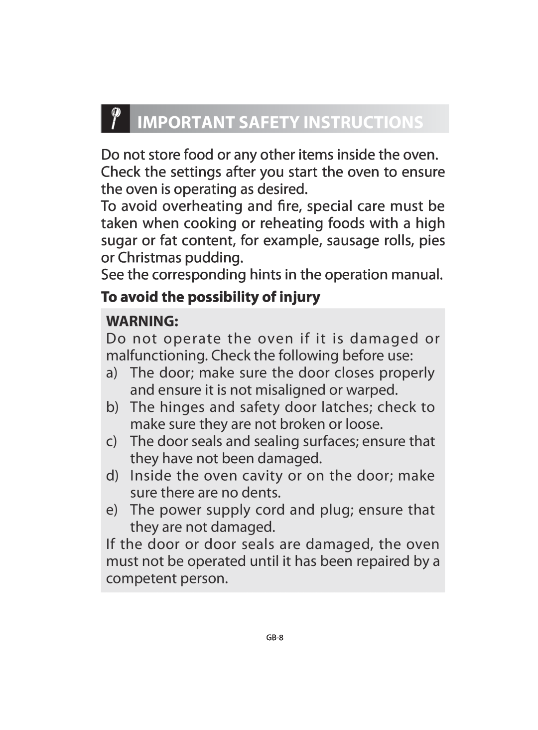 Sharp R-92STM operation manual To avoid the possibility of injury, Important Safety Instructions 