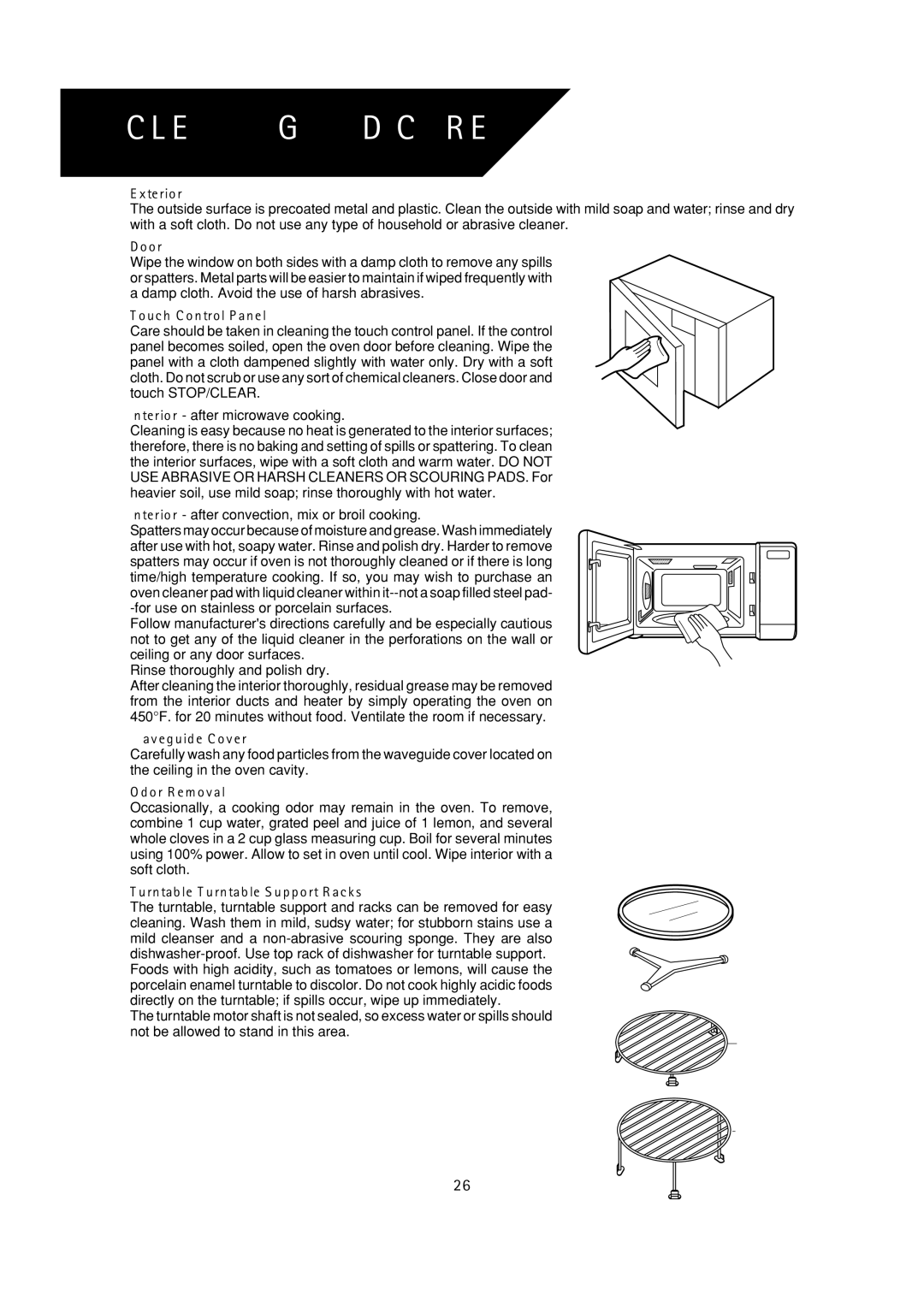 Sharp R-930AW, R-930AK, R-930CS operation manual Cleaning and Care 