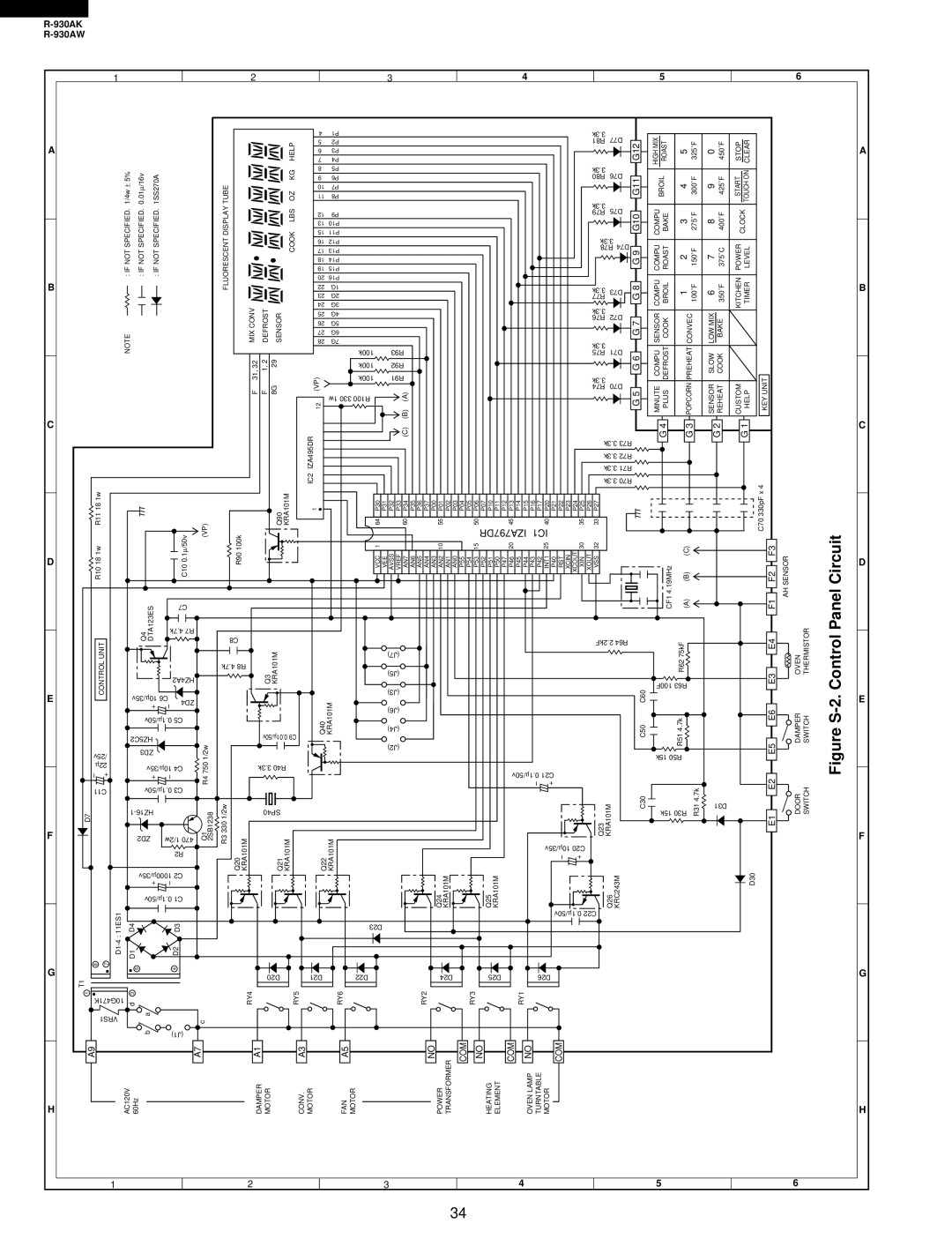 Sharp R-930AW service manual Circuit, Control Panel 