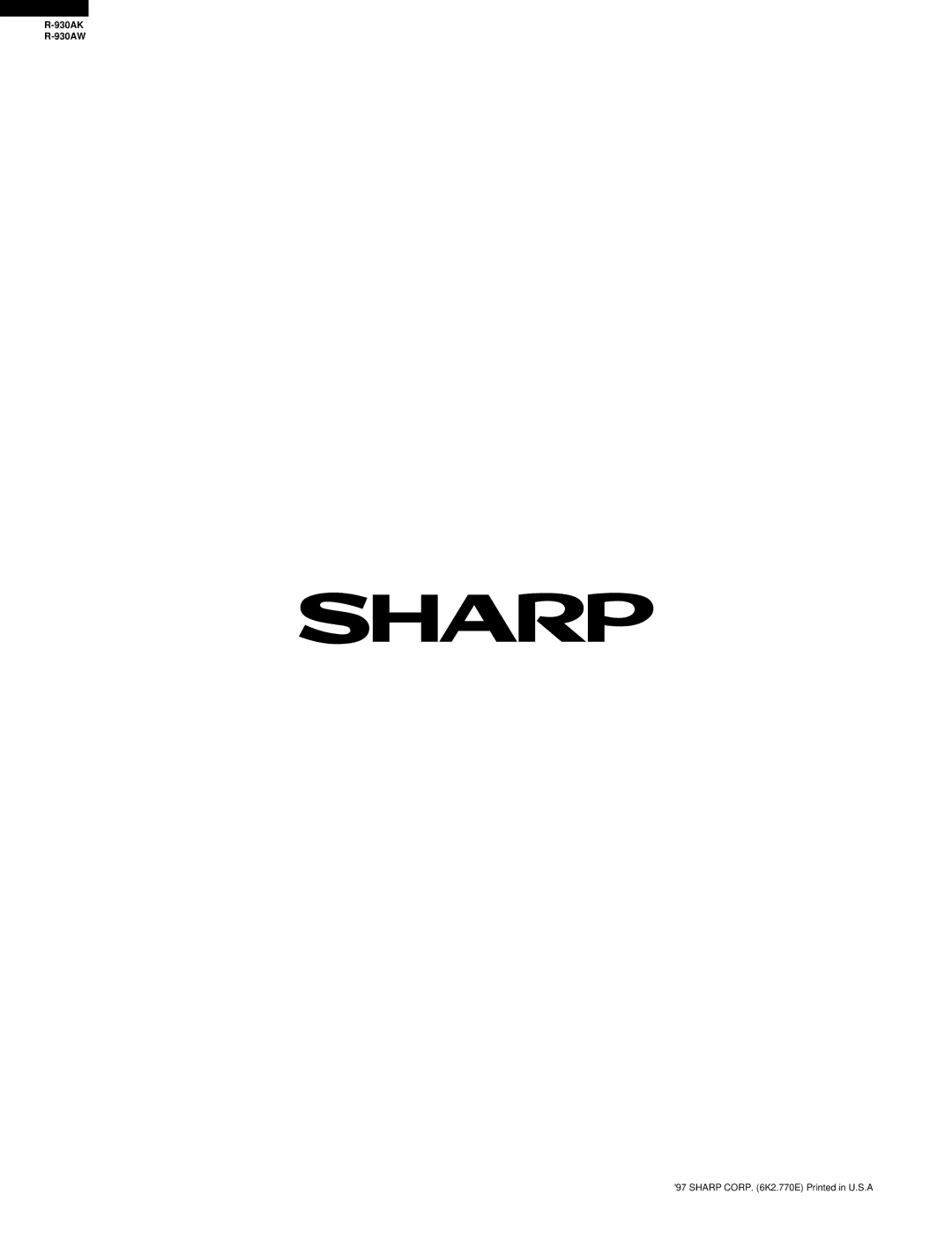 Sharp R-930AW service manual 930AK 930AW 