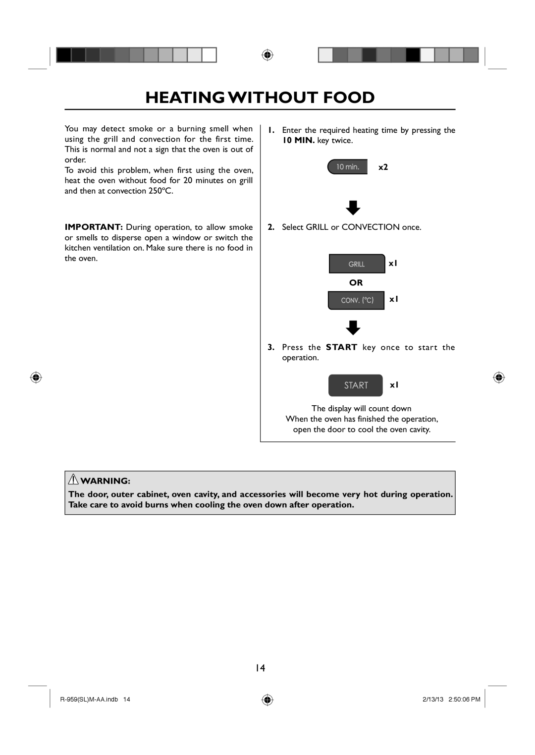 Sharp R-959(SL)M-AA manual Heating Without Food 