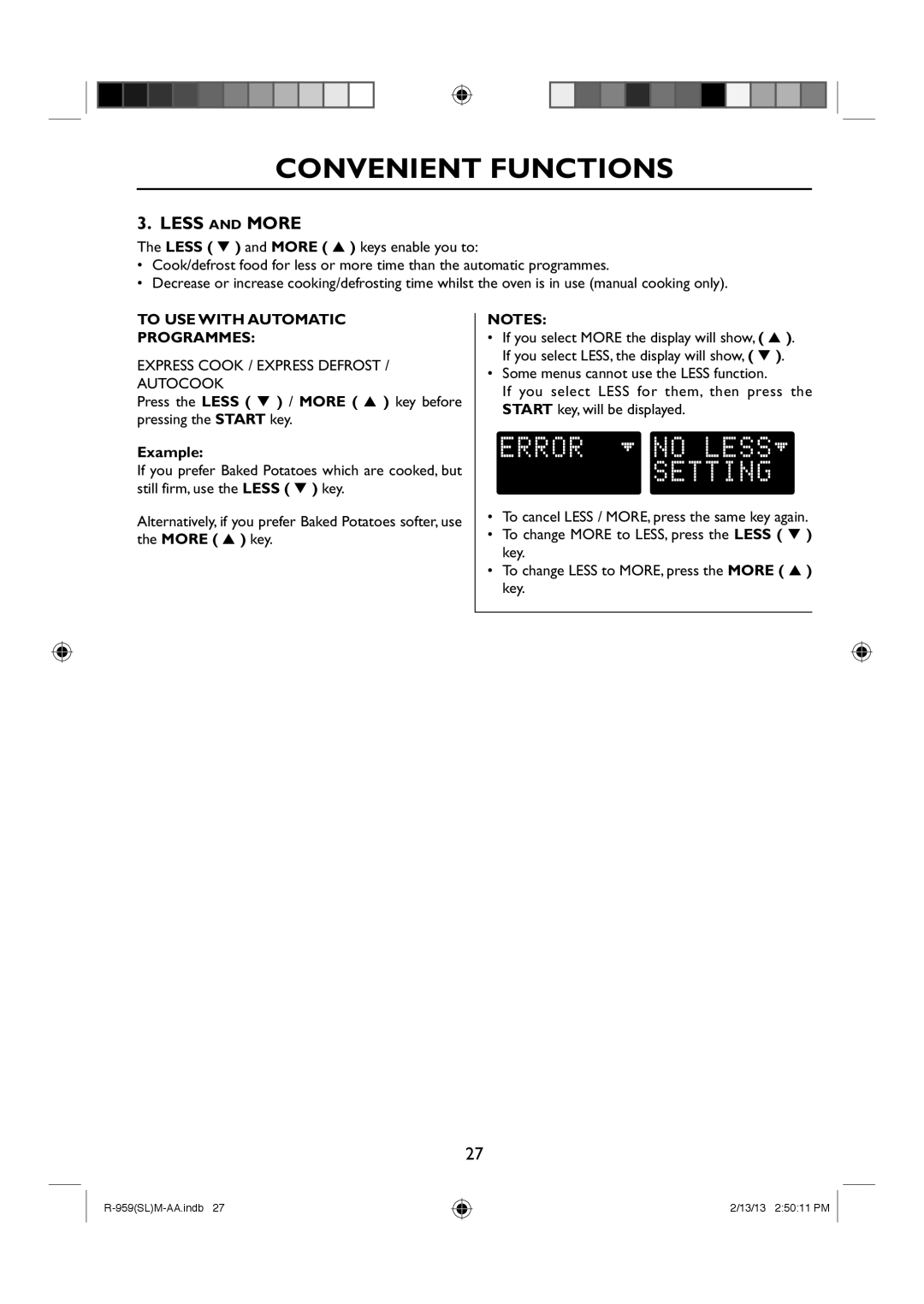 Sharp R-959(SL)M-AA manual To USE with Automatic Programmes, Express Cook / Express Defrost / Autocook 