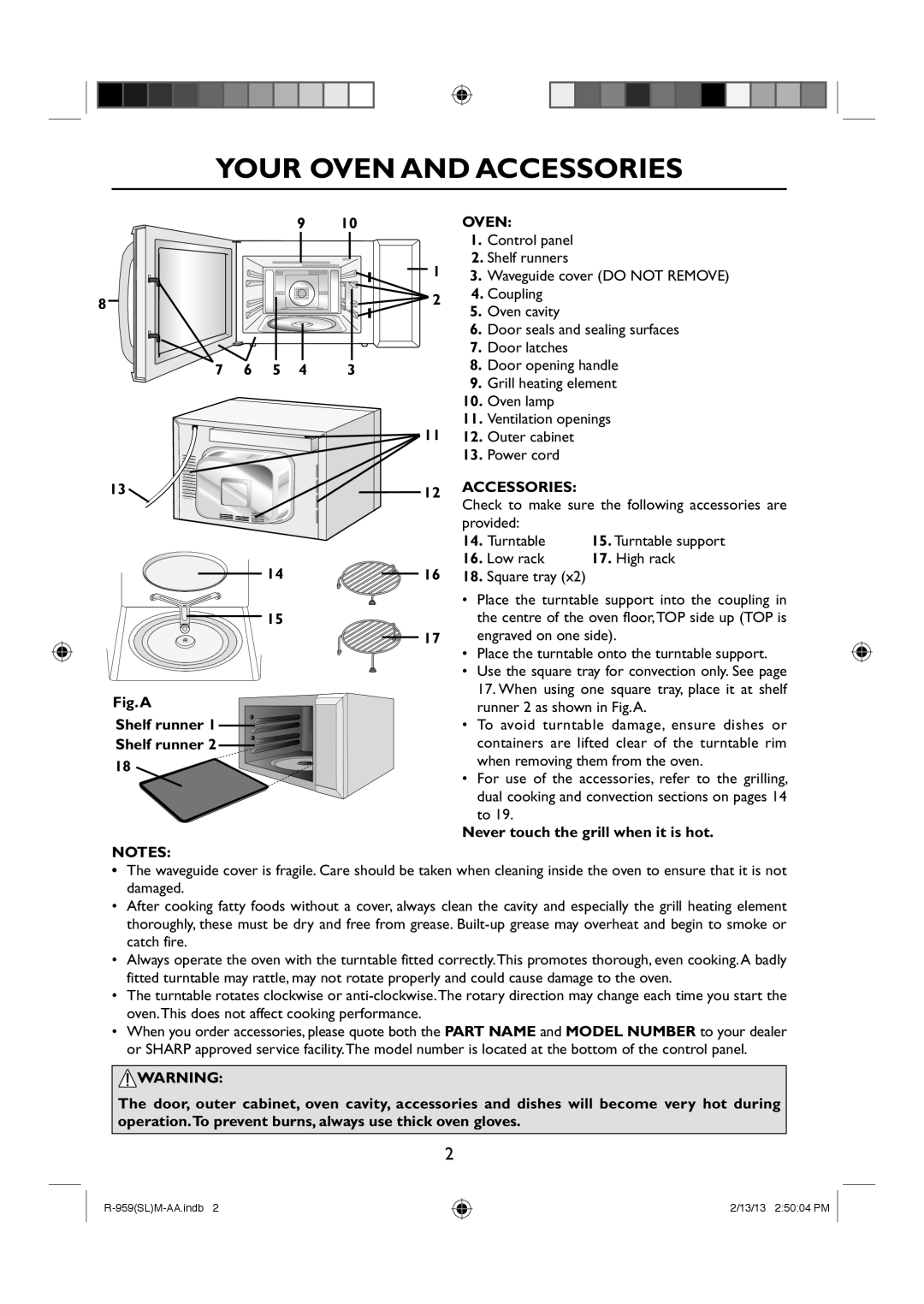 Sharp R-959(SL)M-AA manual Your Oven and Accessories 