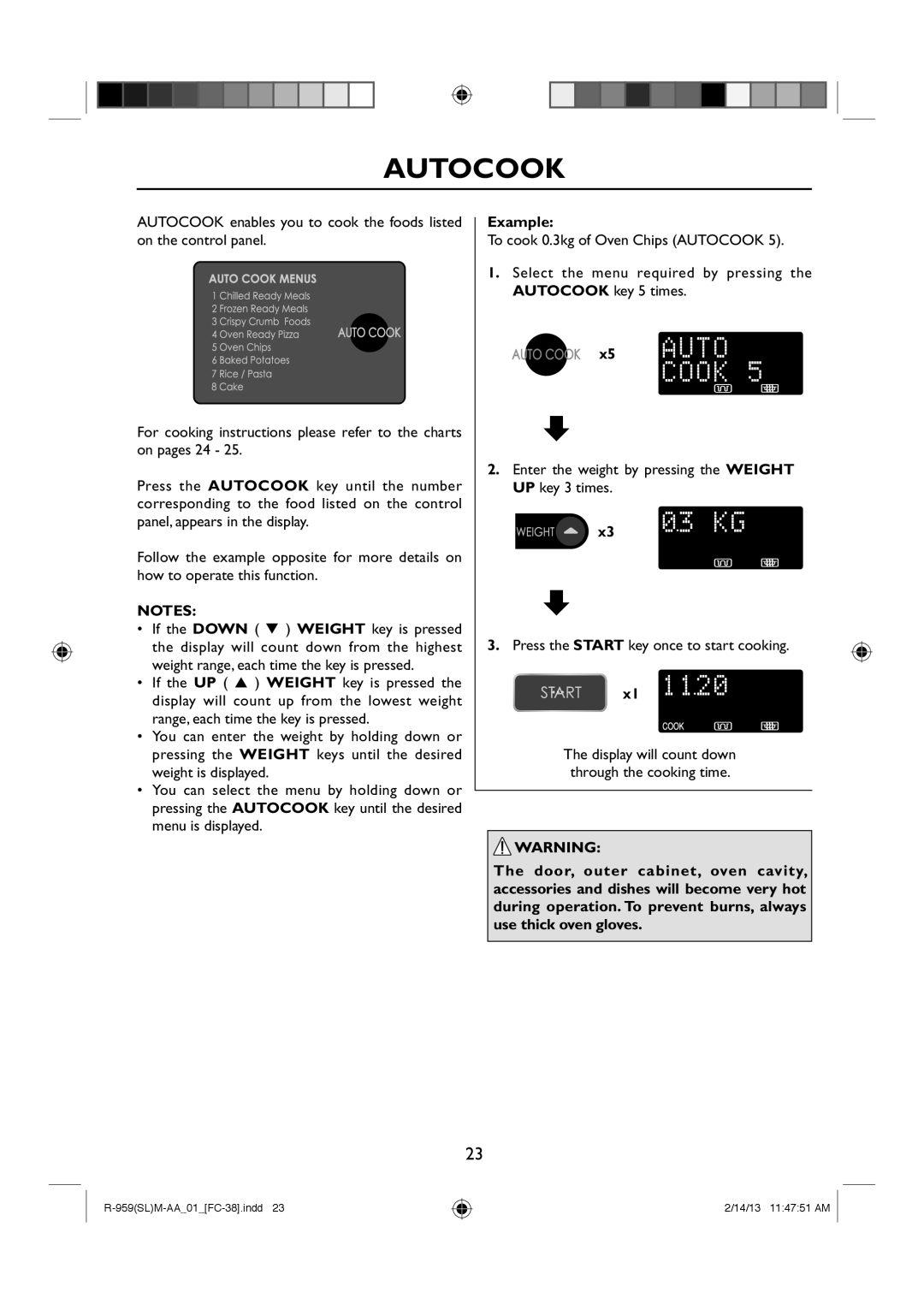 Sharp R-959(SL)M-AA manual Autocook, Example 