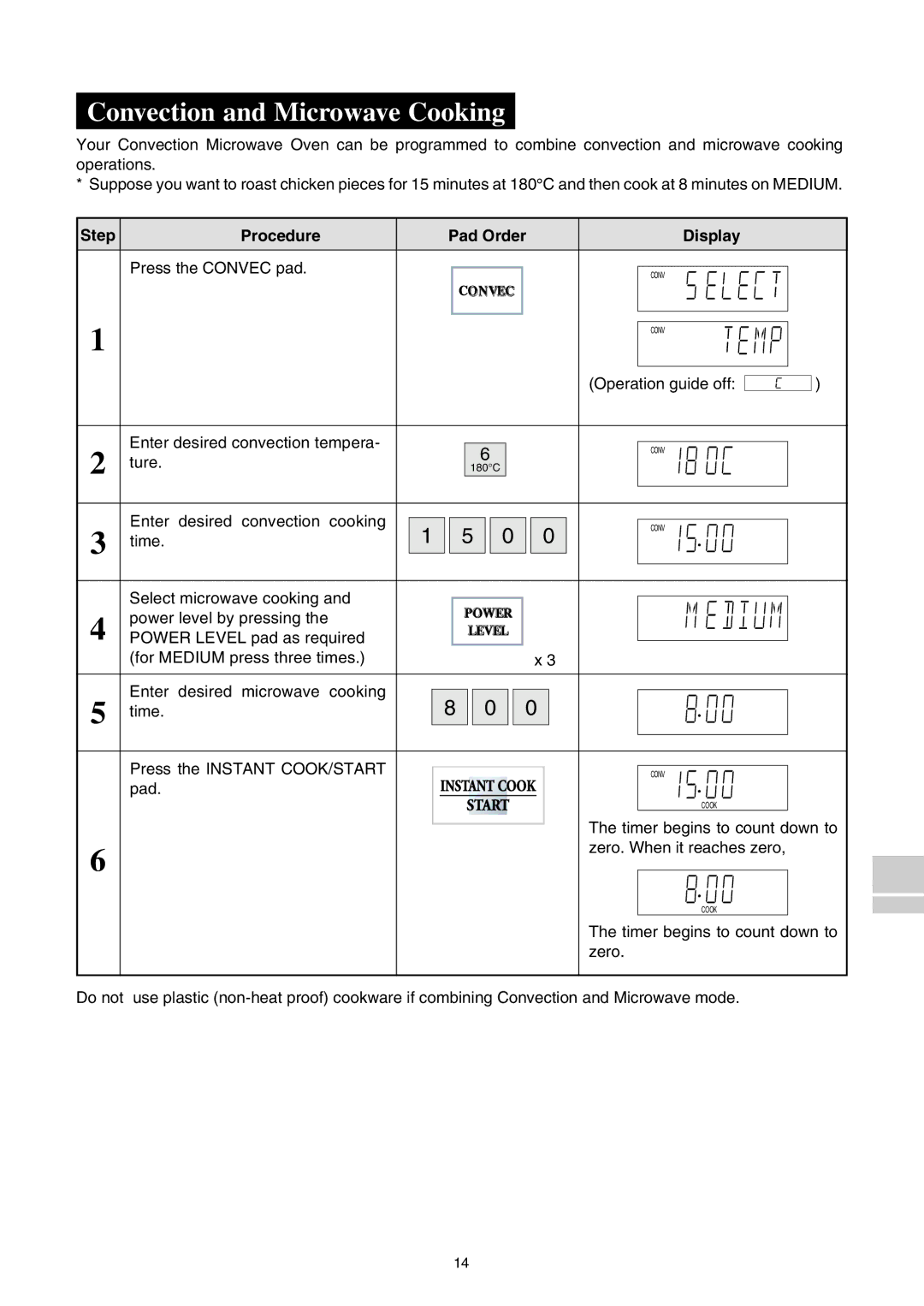 Sharp R-980E operation manual Convection and Microwave Cooking 