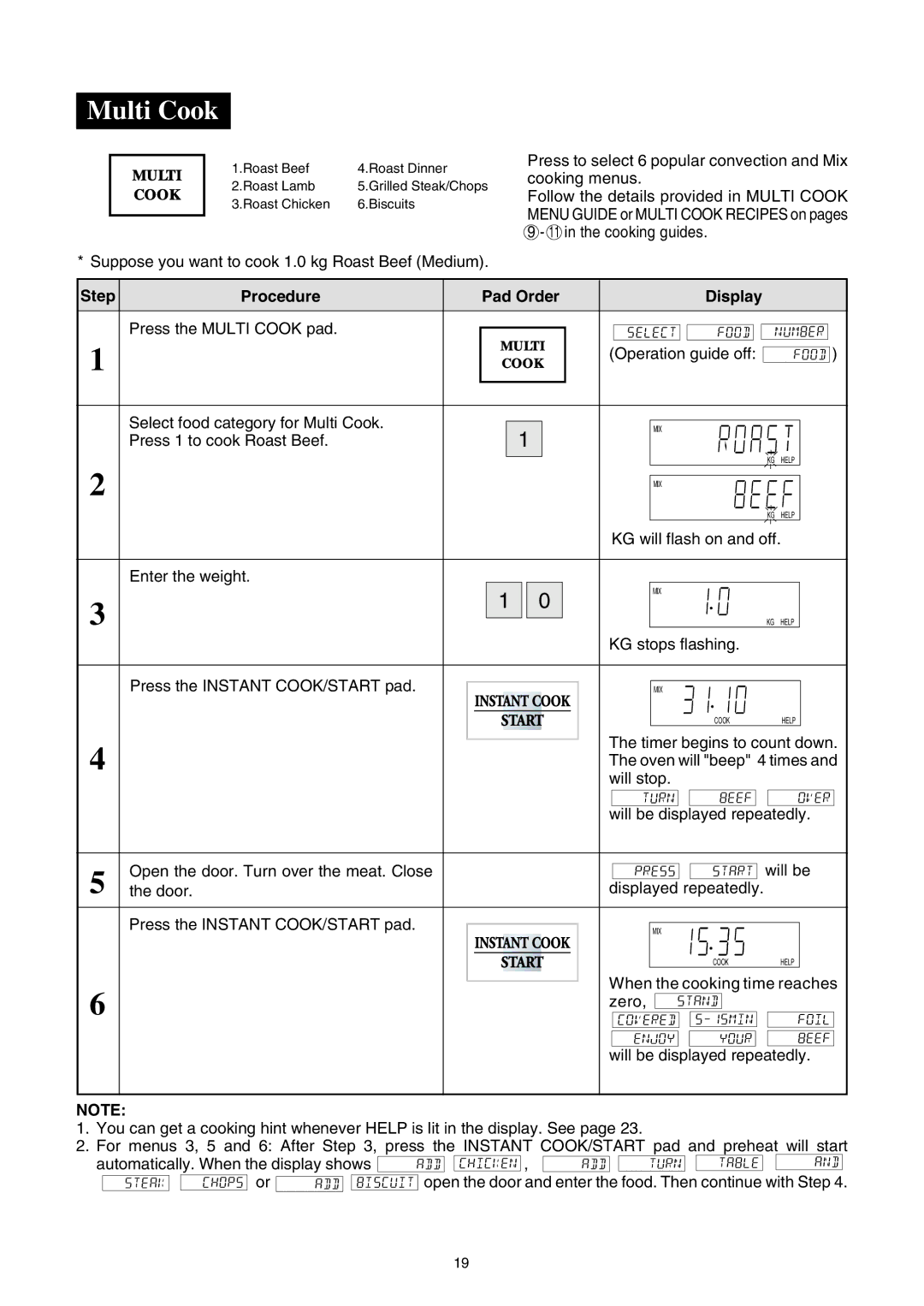 Sharp R-980E operation manual Multi Cook 