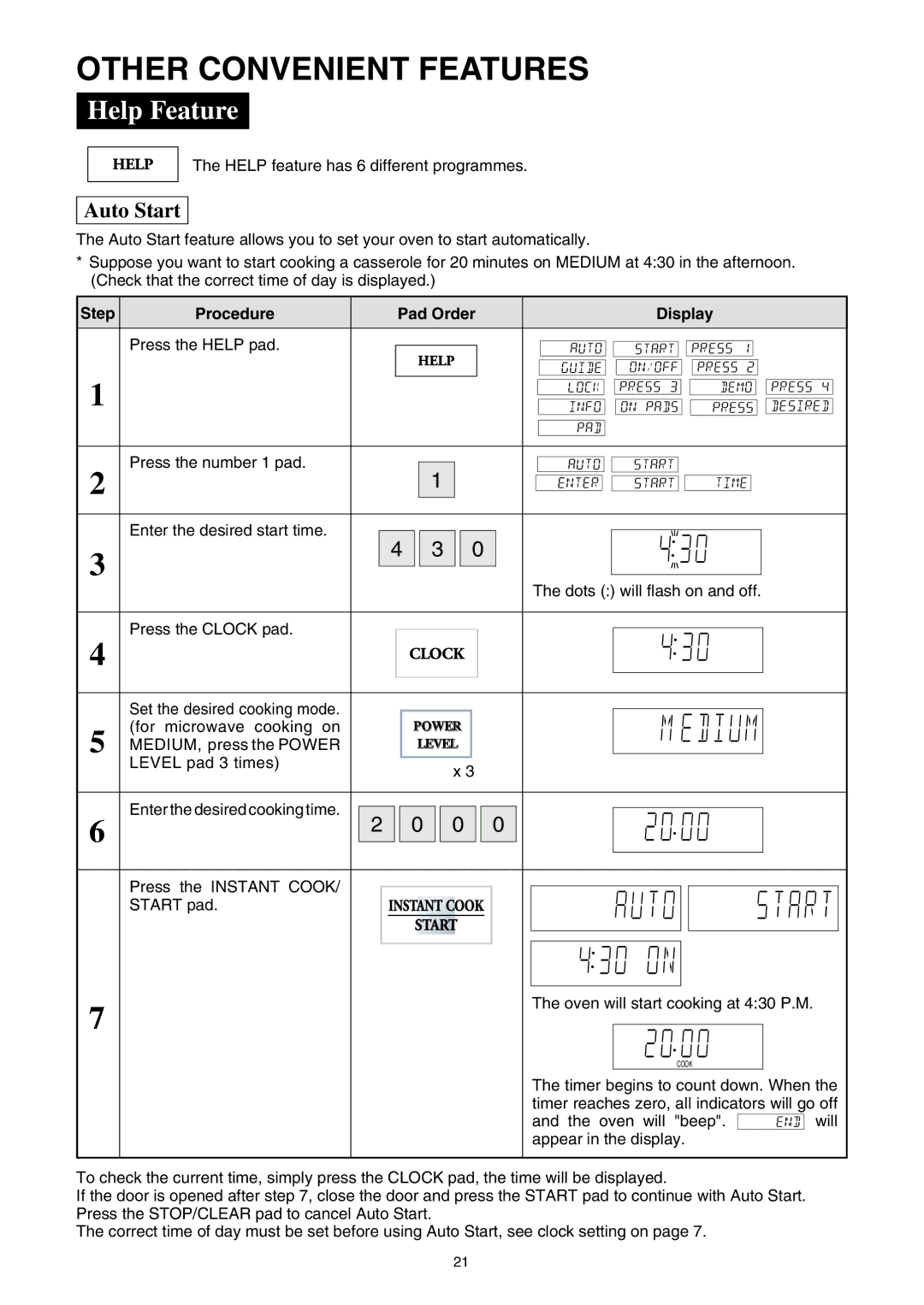 Sharp R-980E operation manual Other Convenient Features, Help Feature 