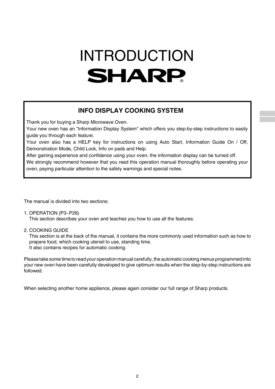 Sharp R-980E operation manual Introduction 