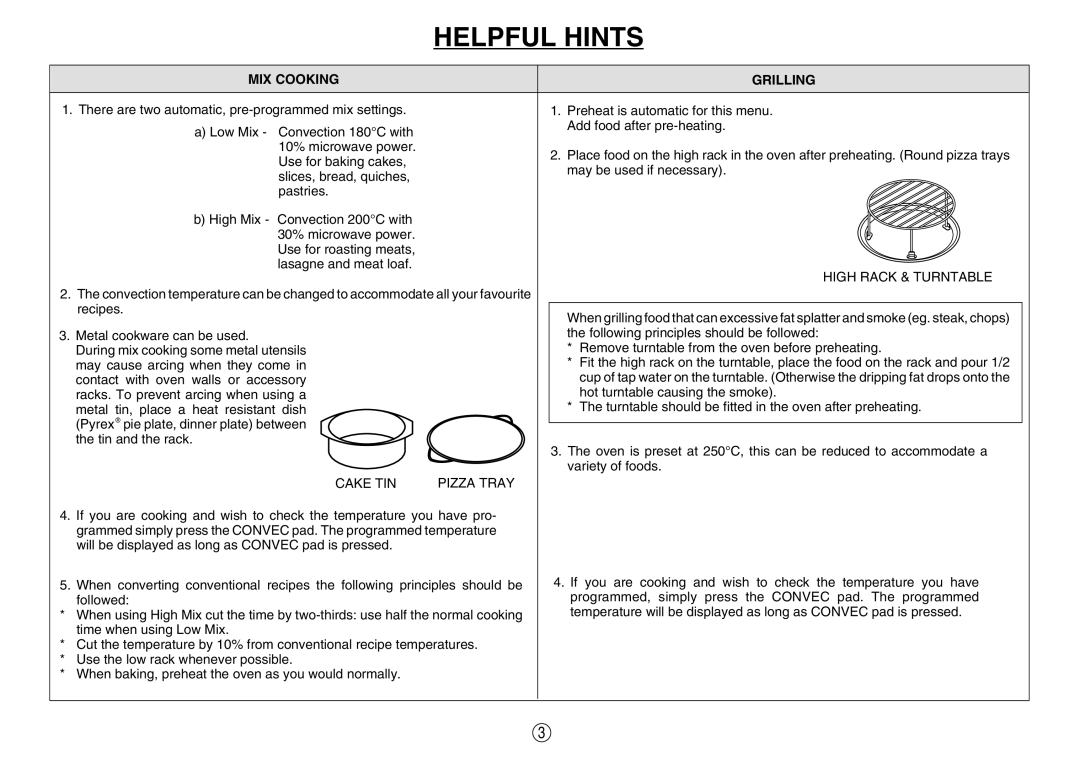 Sharp R-980E operation manual MIX Cooking Grilling 