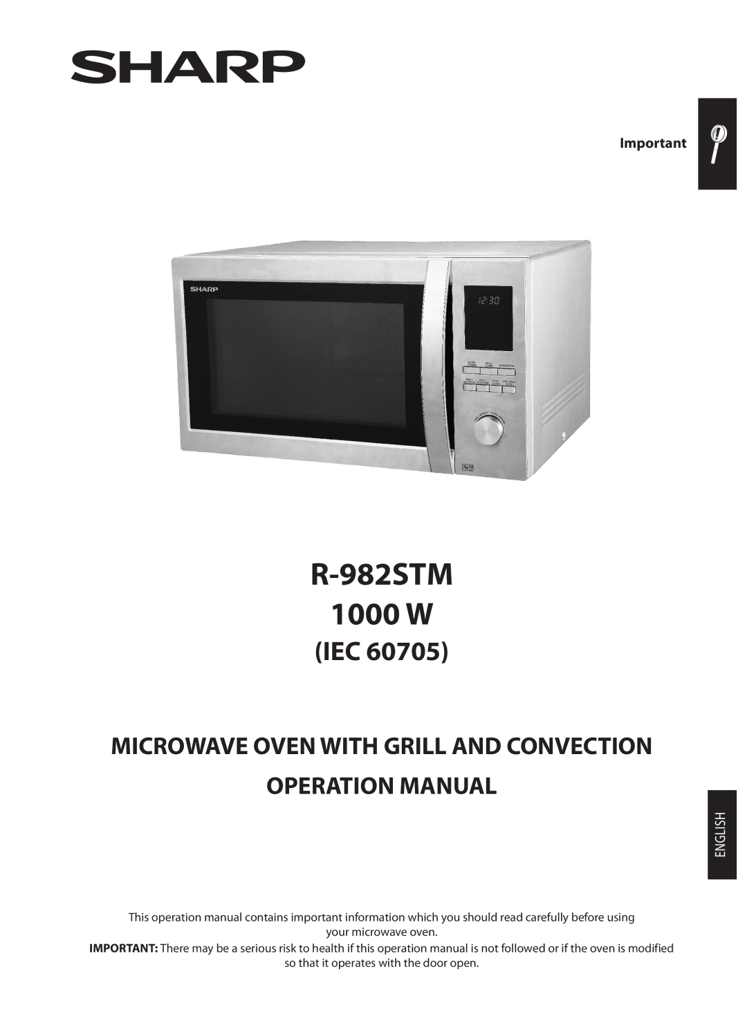 Sharp R-982STM operation manual 982STM 1000 W 