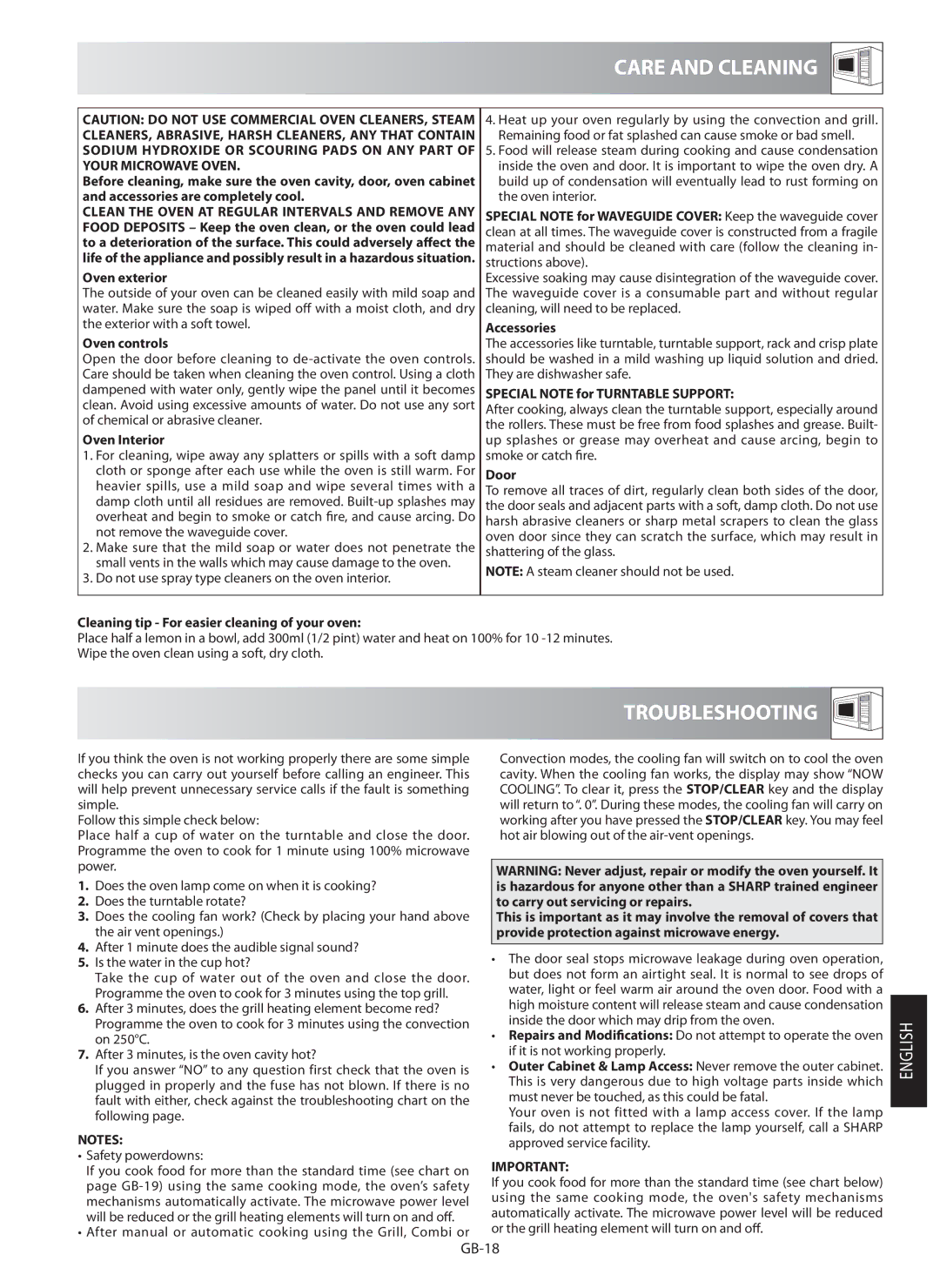 Sharp R-982STM operation manual Troubleshooting, Sodium Hydroxide or Scouring Pads on ANY Part, Your Microwave Oven 