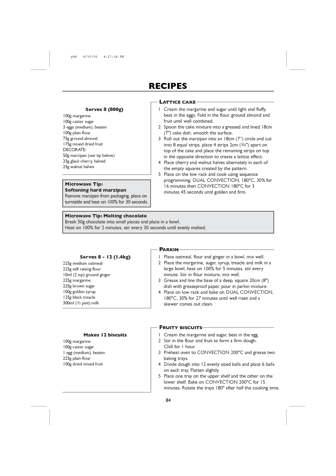 Sharp R-98STM-A, R-959M operation manual Microwave Tip Softening hard marzipan, Microwave Tip Melting chocolate 