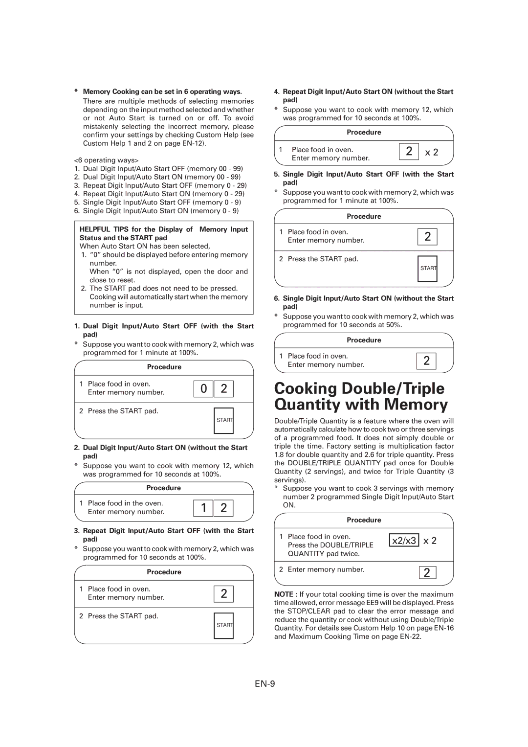 Sharp CD1800M, R-CD1200M, CD2200M operation manual EN-9 