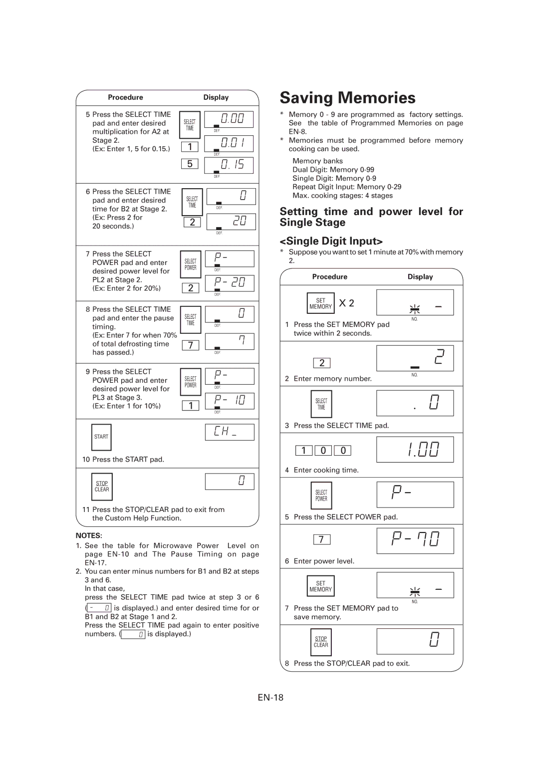 Sharp CD1800M, R-CD1200M, CD2200M operation manual Saving Memories, EN-18 