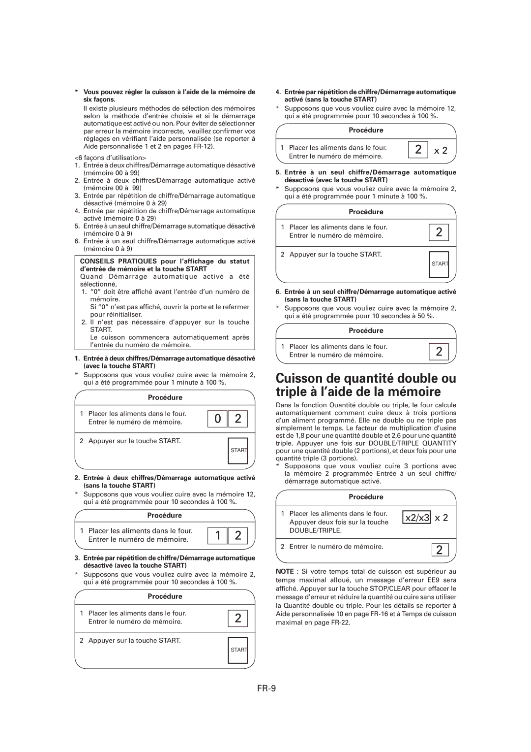 Sharp CD1800M, R-CD1200M, CD2200M operation manual FR-9, Procédure 