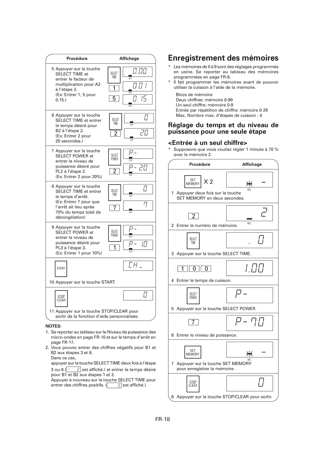 Sharp CD1800M, R-CD1200M, CD2200M operation manual Enregistrement des mémoires, FR-18 