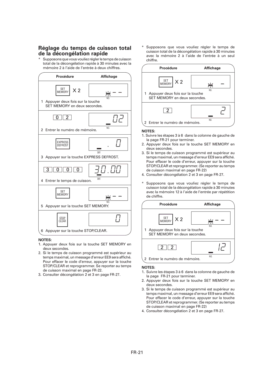 Sharp CD1800M, R-CD1200M, CD2200M operation manual Réglage du temps de cuisson total de la décongélation rapide, FR-21 