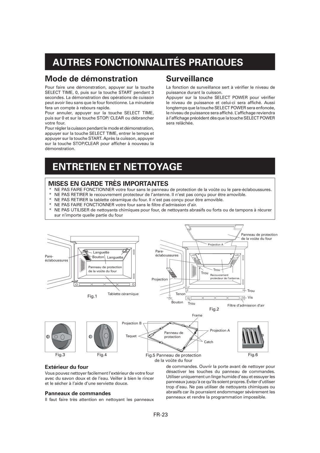 Sharp R-CD1200M Autres Fonctionnalités Pratiques, Entretien ET Nettoyage, Mode de démonstration, Surveillance, FR-23 