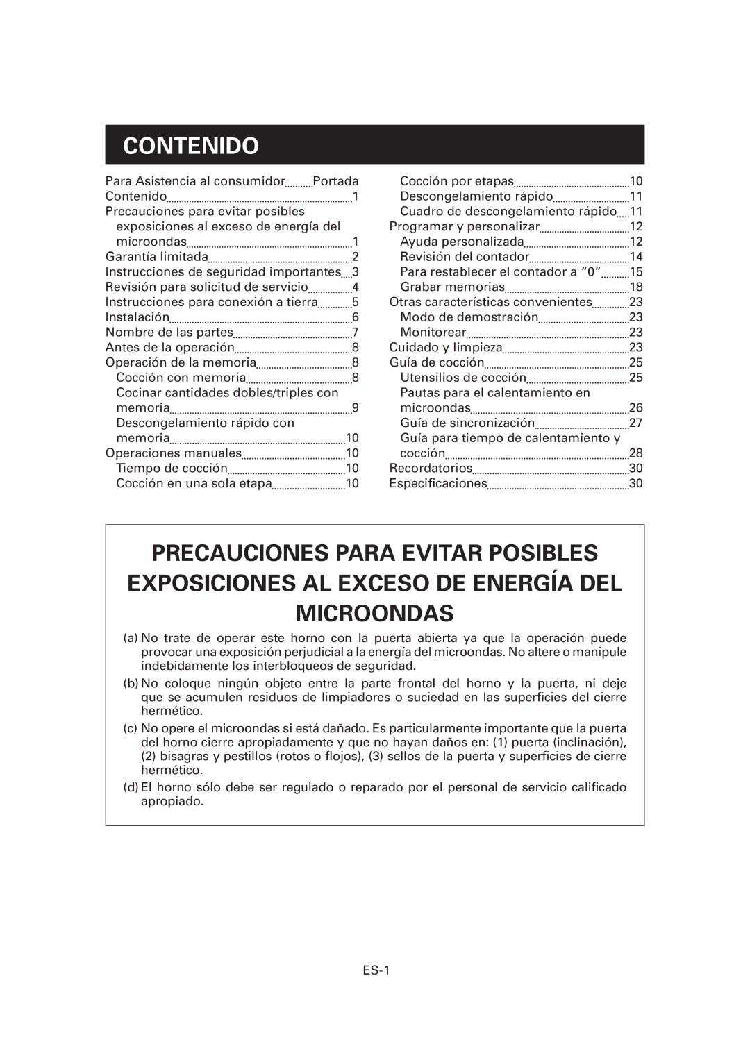 Sharp CD2200M, R-CD1200M, CD1800M operation manual Contenido 