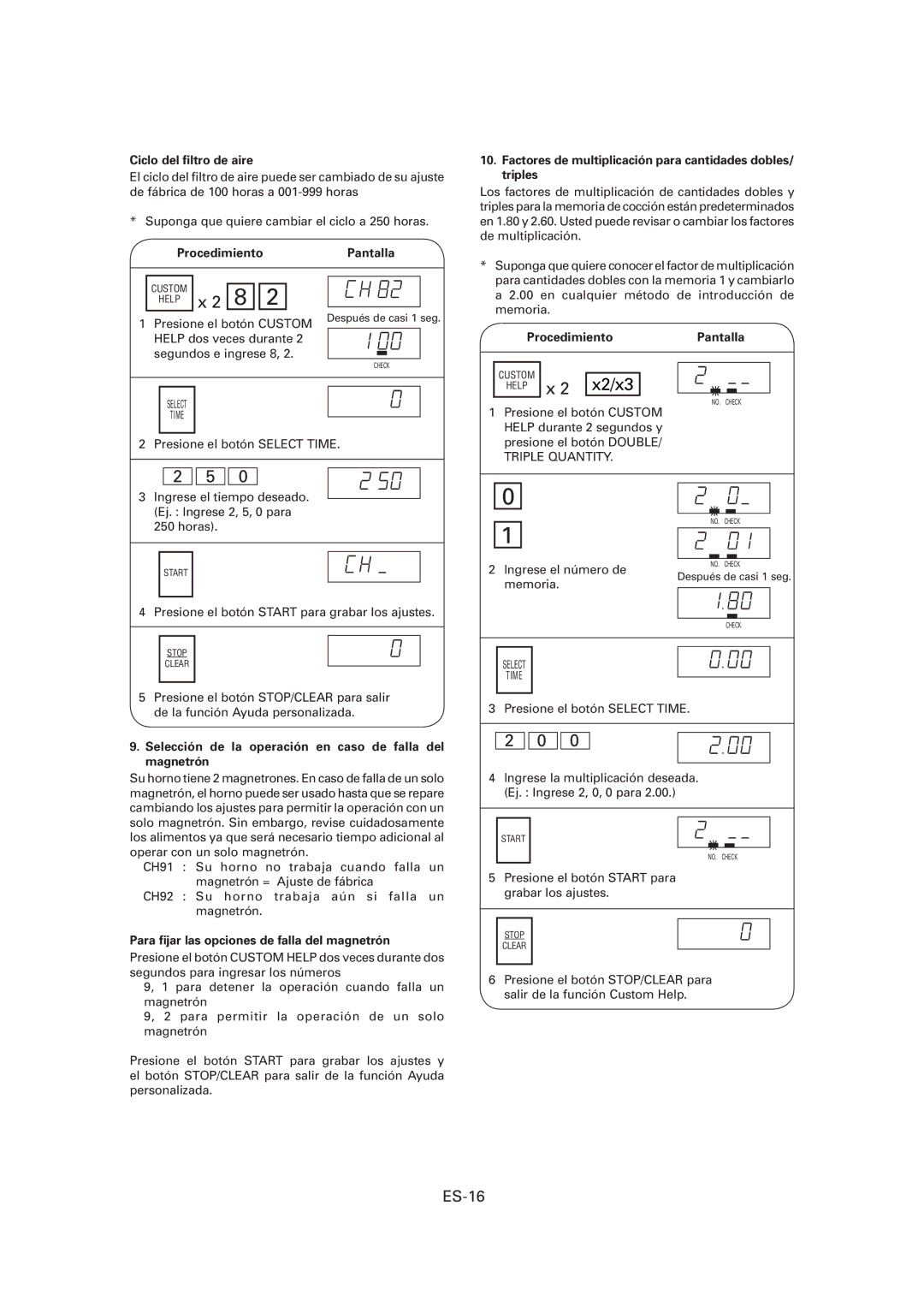 Sharp CD2200M, R-CD1200M, CD1800M operation manual ES-16 