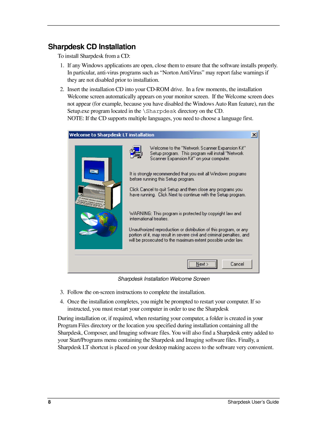 Sharp R2.7 manual Sharpdesk CD Installation 