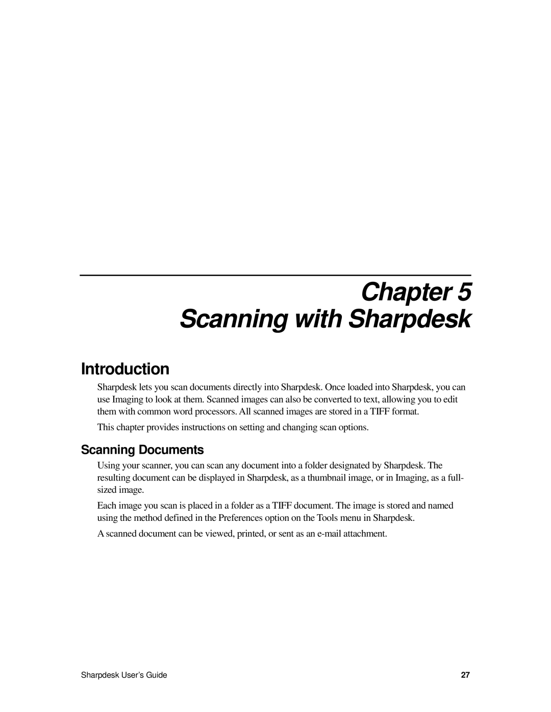 Sharp R2.7 manual Chapter Scanning with Sharpdesk, Scanning Documents 