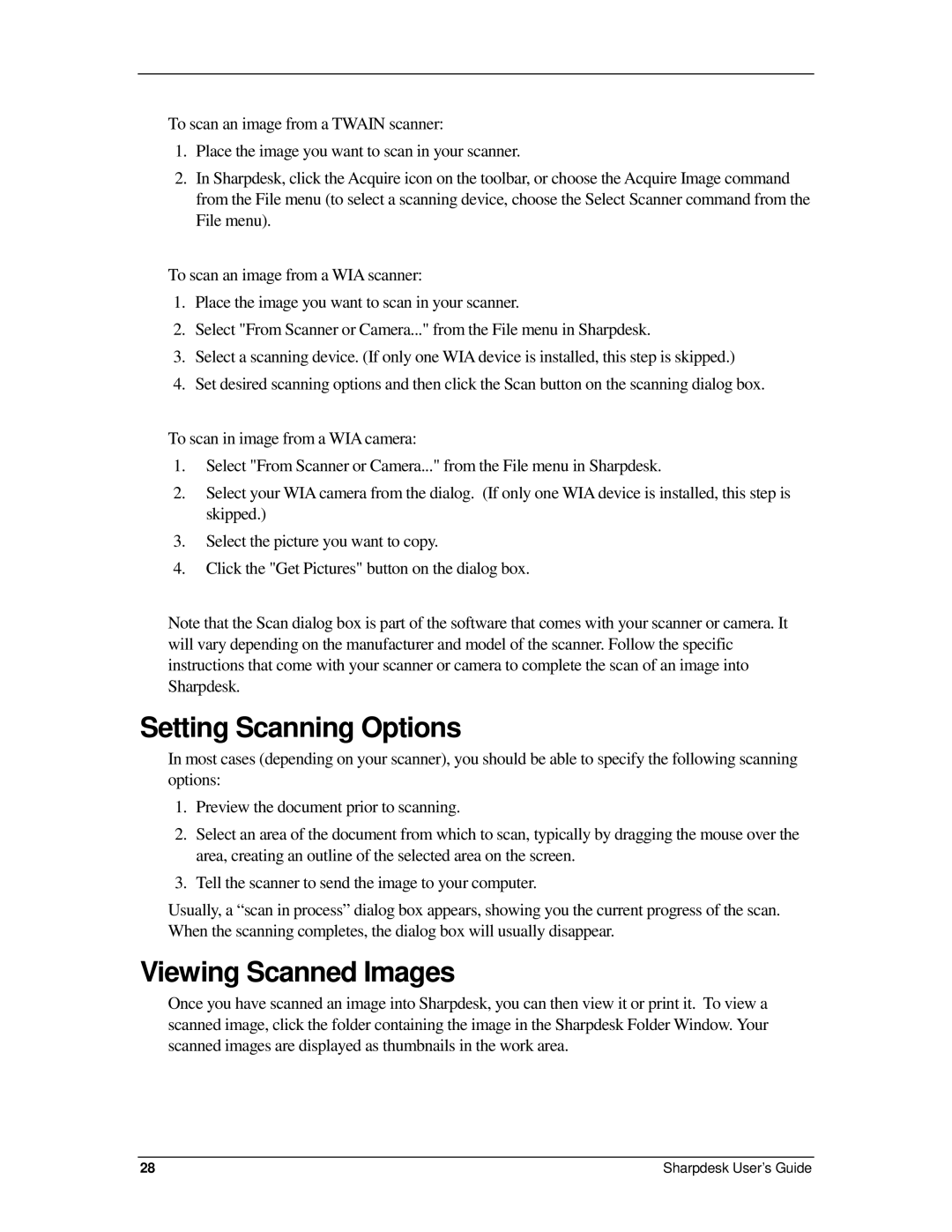 Sharp R2.7 manual Setting Scanning Options, Viewing Scanned Images 