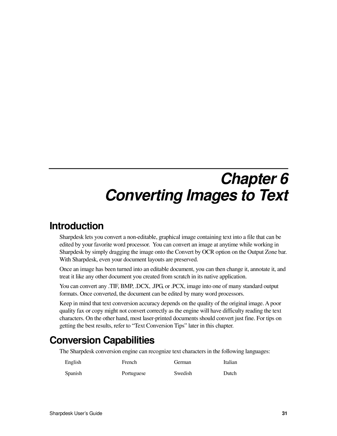 Sharp R2.7 manual Converting Images to Text, Conversion Capabilities 