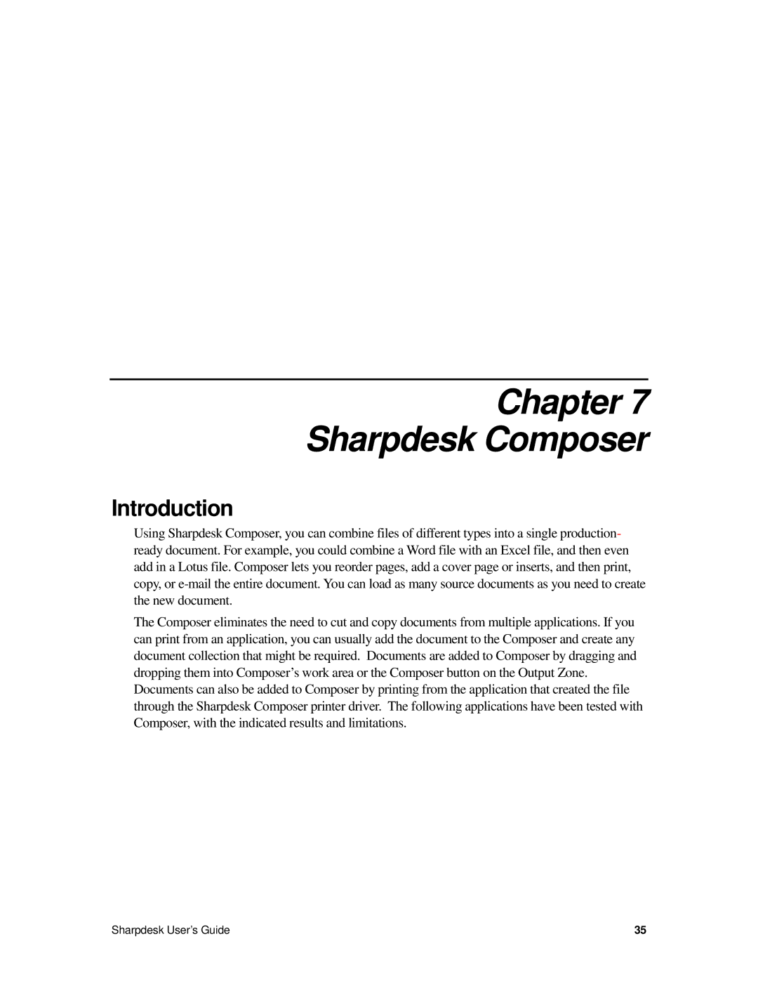 Sharp R2.7 manual Chapter Sharpdesk Composer, Introduction 