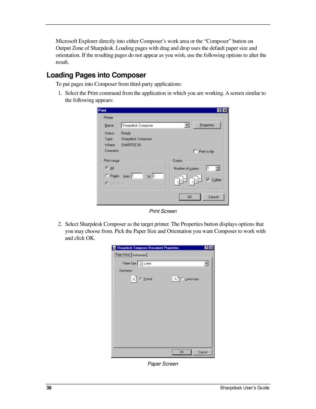 Sharp R2.7 manual Loading Pages into Composer 