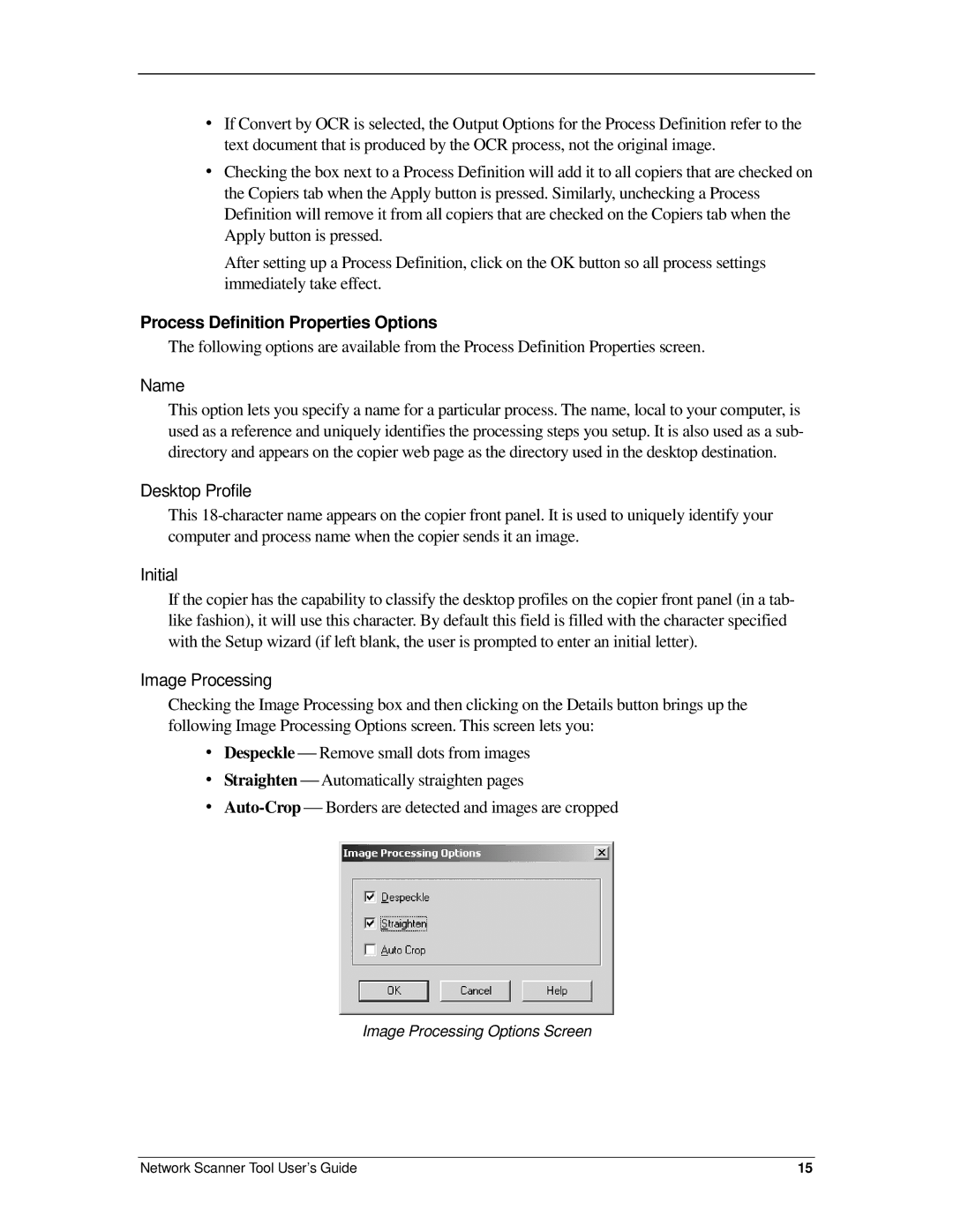 Sharp R2.7 manual Process Definition Properties Options, Name 