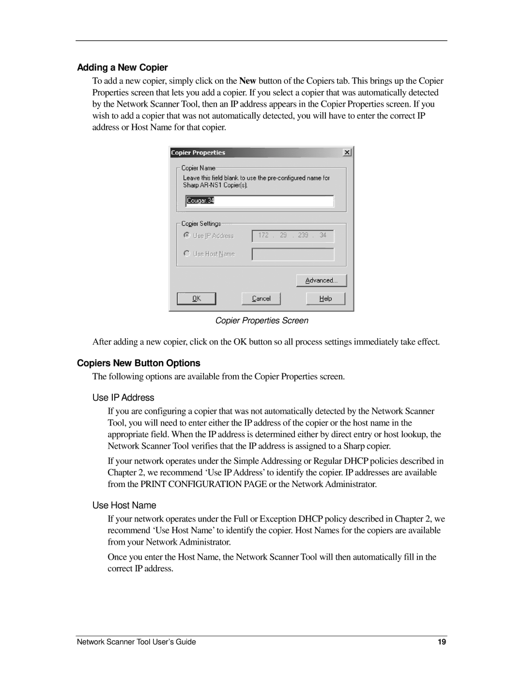 Sharp R2.7 manual Adding a New Copier, Copiers New Button Options 