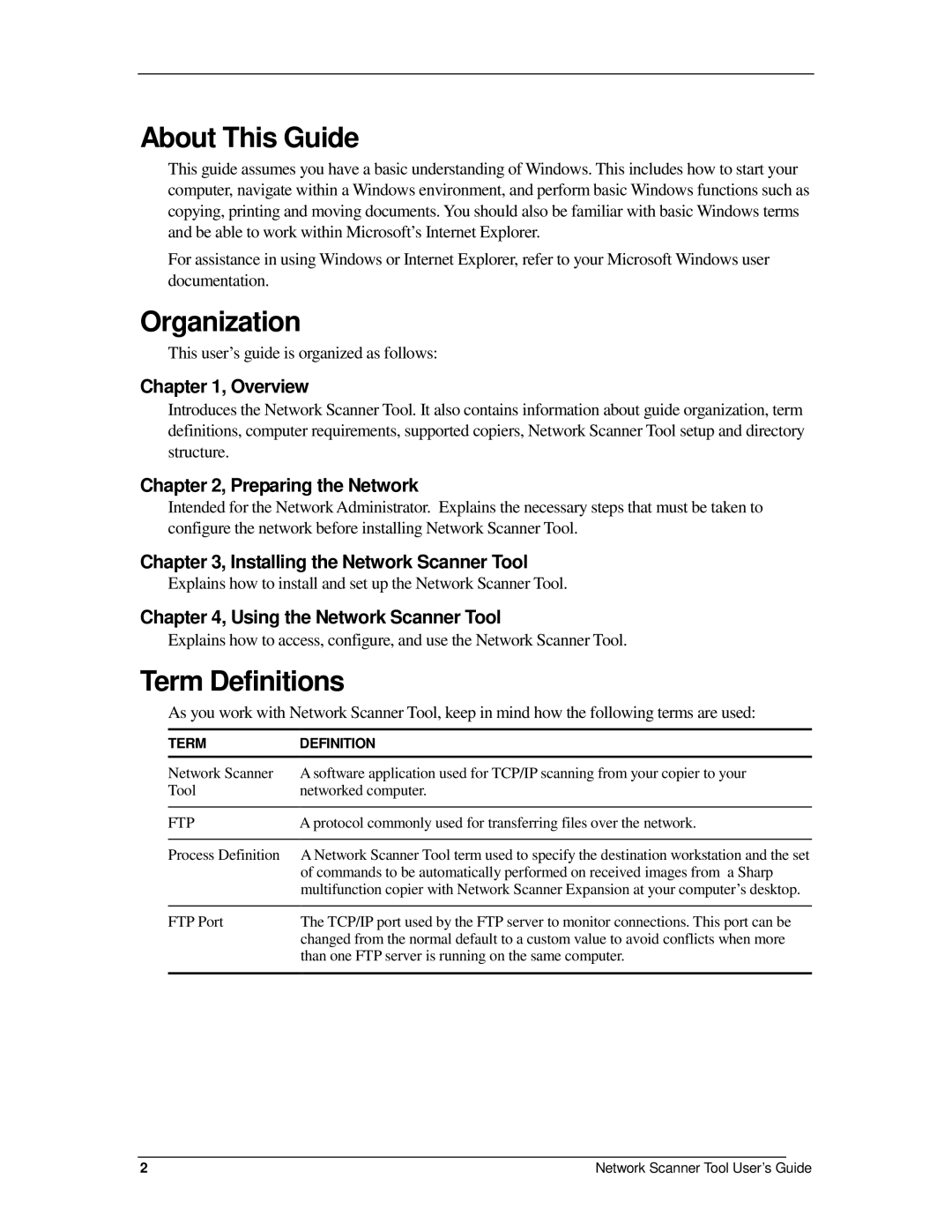 Sharp R2.7 manual About This Guide, Organization, Term Definitions 