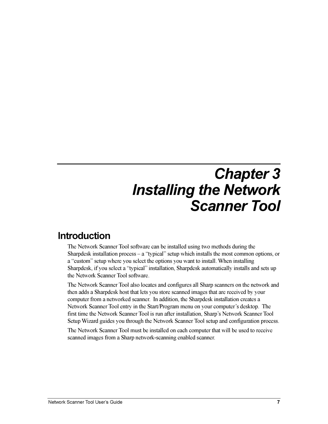 Sharp R3.1 manual Chapter Installing the Network Scanner Tool 