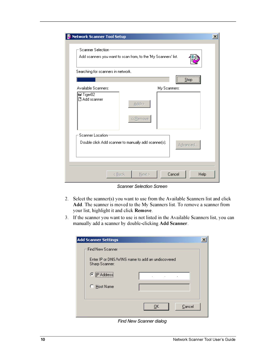 Sharp R3.1 manual Scanner Selection Screen 