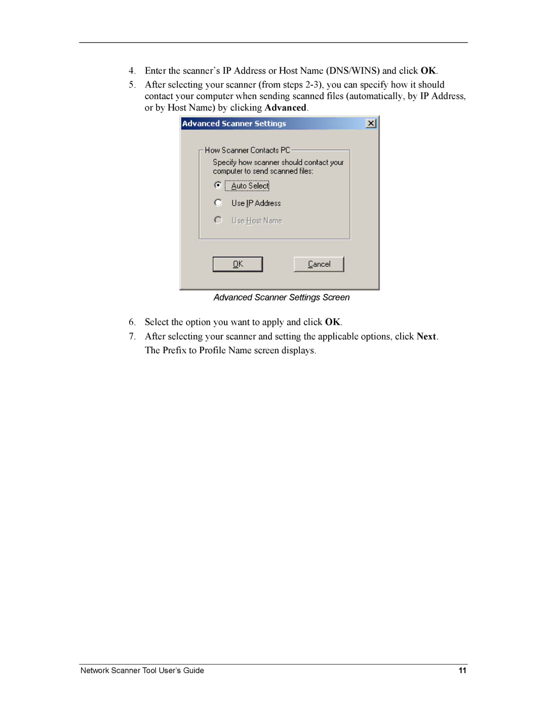 Sharp R3.1 manual Advanced Scanner Settings Screen 