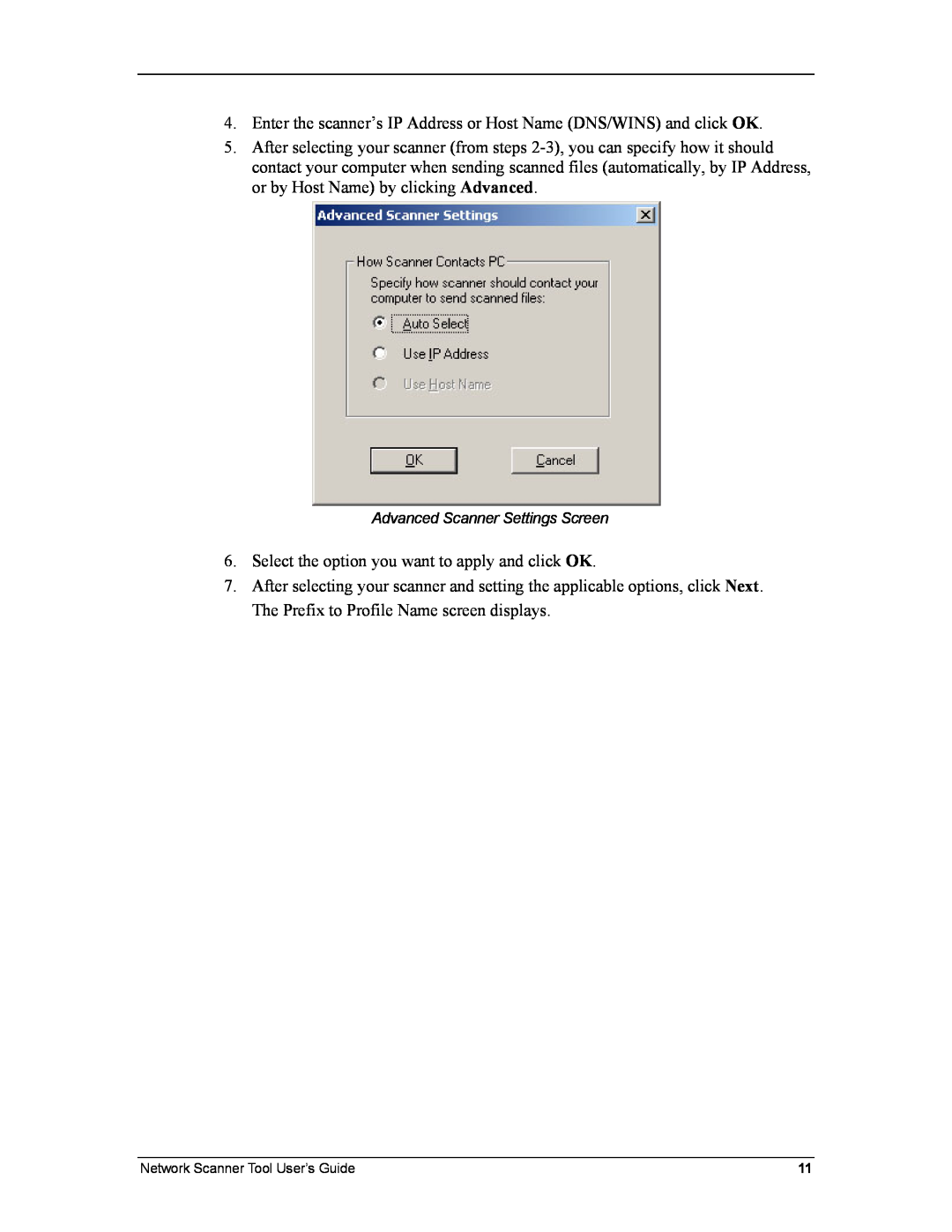 Sharp R3.1 manual Enter the scanner’s IP Address or Host Name DNS/WINS and click OK 