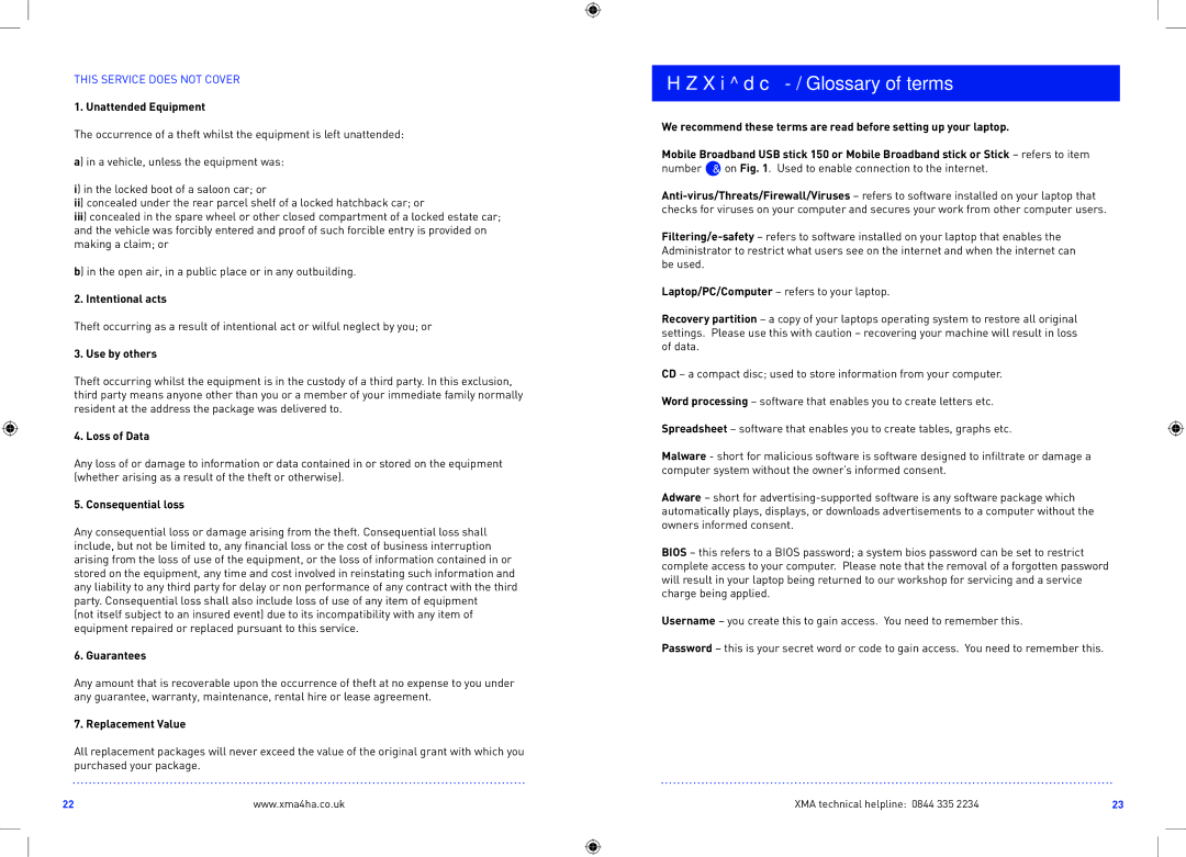 Sharp R519 manual Glossary of terms 