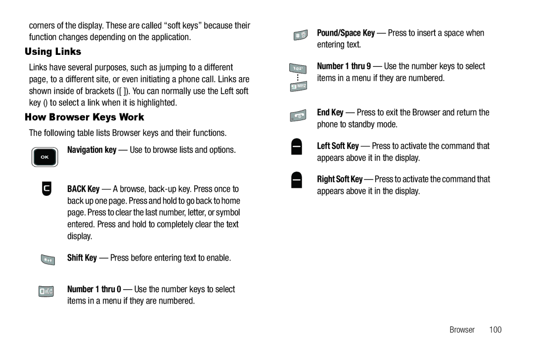 Sharp R520_CJ16_MM_111009_F4 user manual Using Links, How Browser Keys Work, Shift Key Press before entering text to enable 